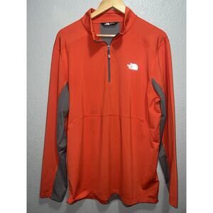 The North Face FlashDry XD Pullover Mens Large Orange 1/4 Zip Shirt Athletic Top